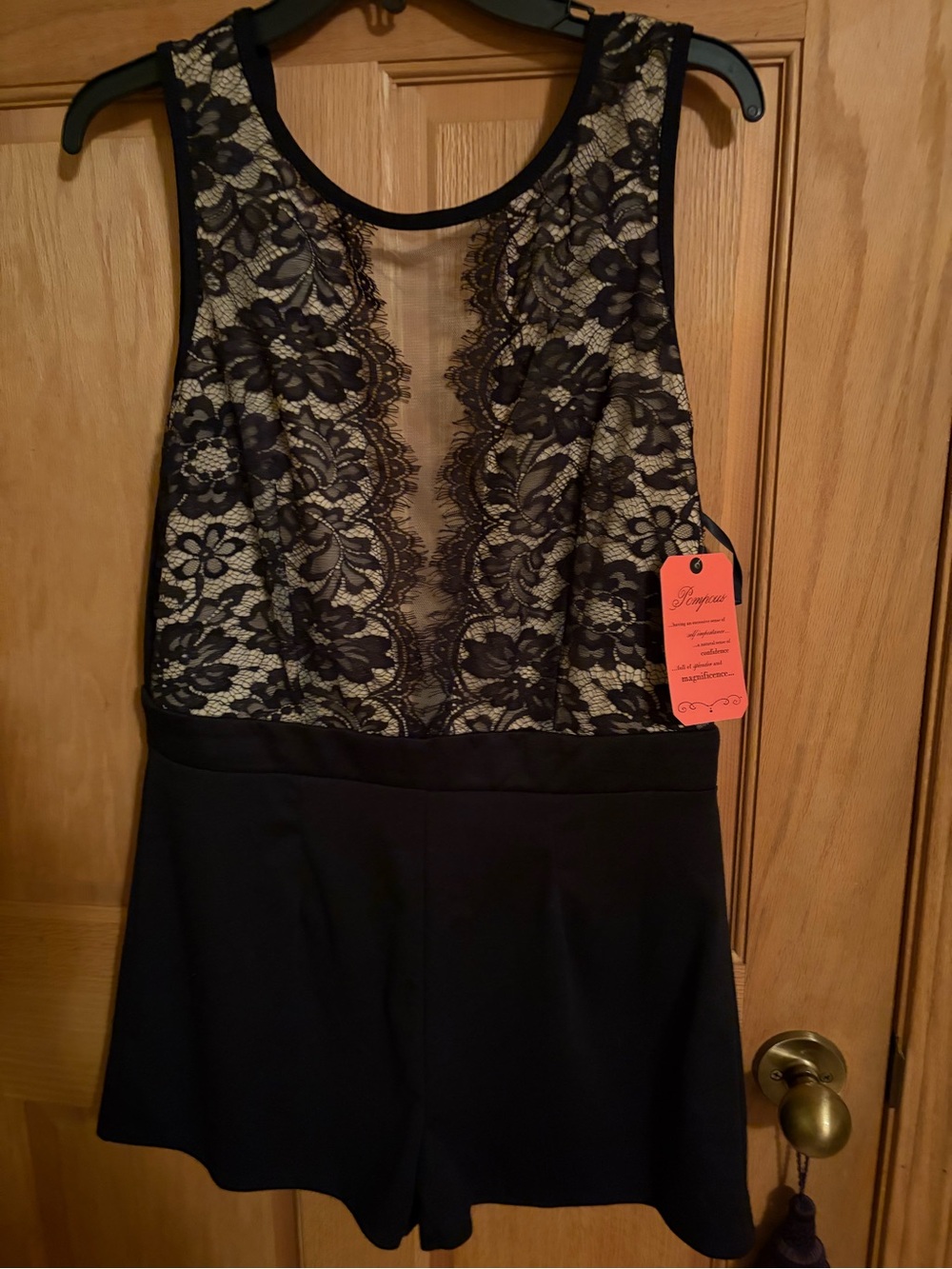 NWT Black Lace Overlay Romper - Women one piece shorts and top jumpsuit